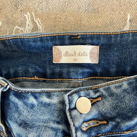 Alter'd State Blue/White Stretch Flare Wide-Leg High-Rise Festival Jeans Sz 30 - Picture 8 of 10